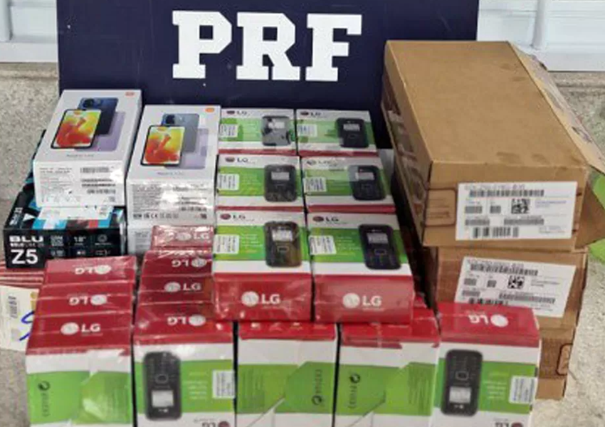 PRF apreende carga de celulares e eletrônicos sem nota fiscal durante abordagem na BR 116