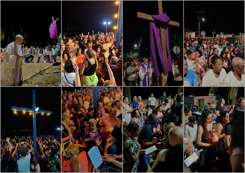 Via-Sacra Luminosa reúne fiéis em caminhada de fé em Livramento