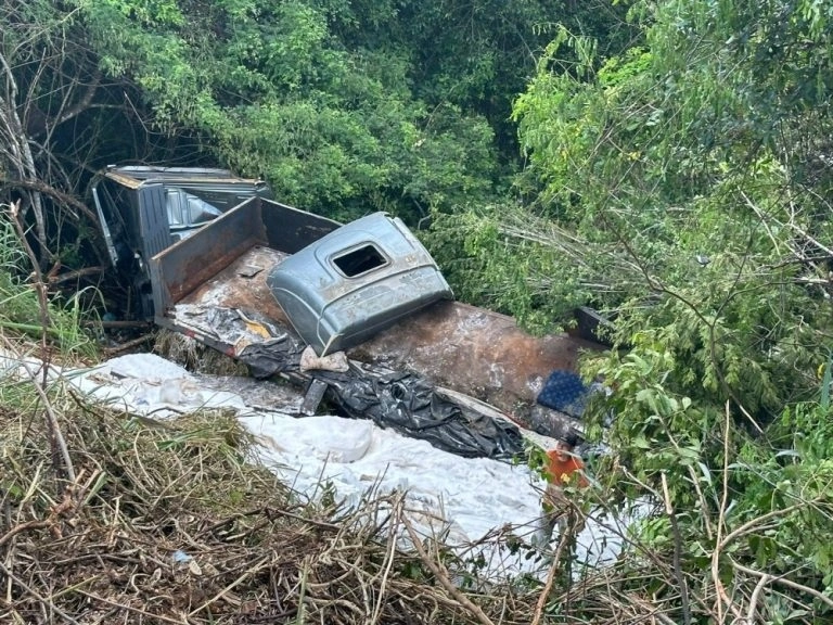 Trânsito fica lento durante retirada de veículo tombado na BR-116