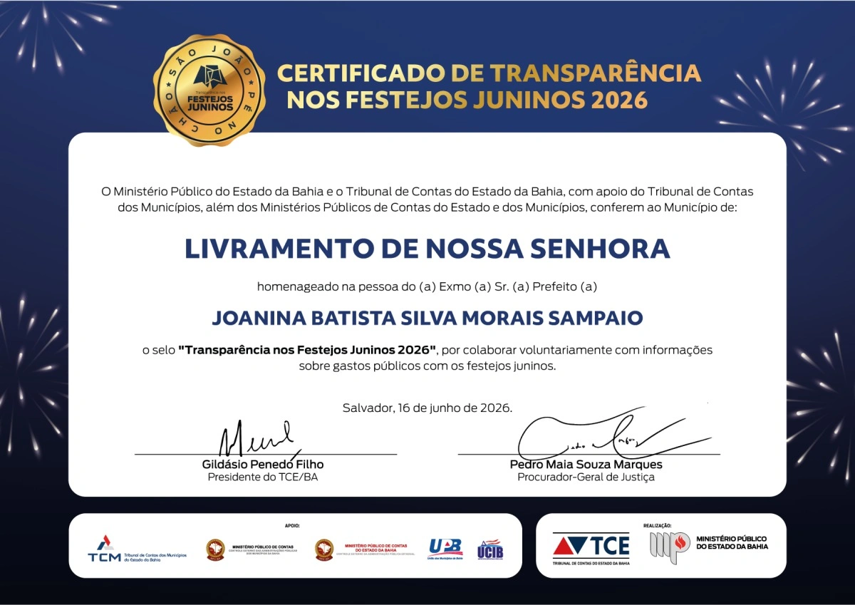 Livramento recebe Selo de Transparência nos Festejos Juninos 2026