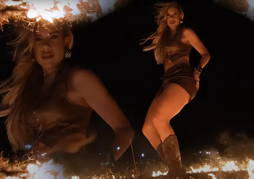Pollyana Dias vive a 'vaqueira sexy' em clipe com Eric Land e Wesley Safadão