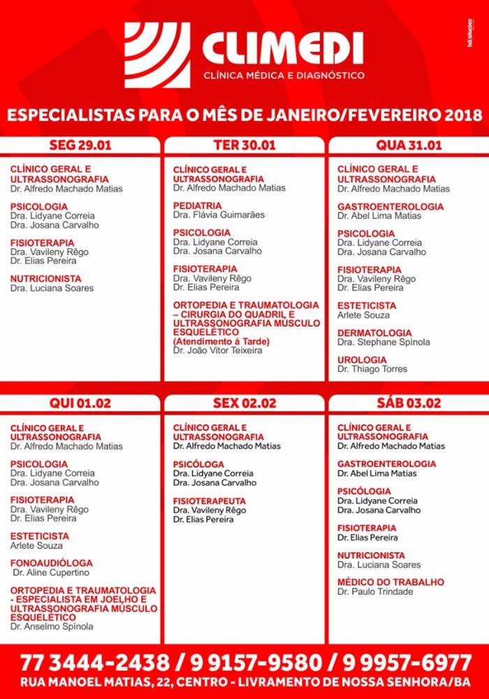 Confira agenda da CLIMEDI desta semana