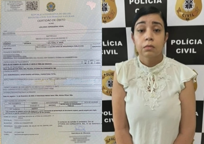 Falsa médica detida em Vitória da Conquista forjou própria morte em atestado de óbito