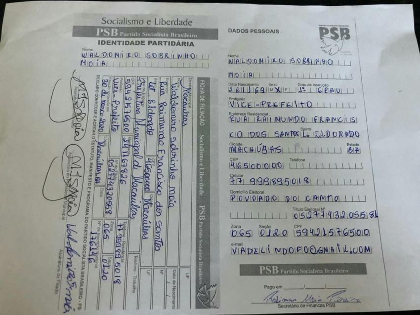 Vice-prefeito de Macaúbas, Vá de Lindolfo se filia ao PSB no Gabinete do Deputado Marquinho Viana