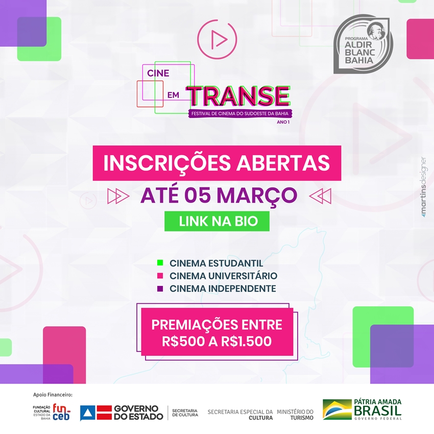 Vitória da Conquista recebe novo Festival de cinema, neste mês de Fevereiro