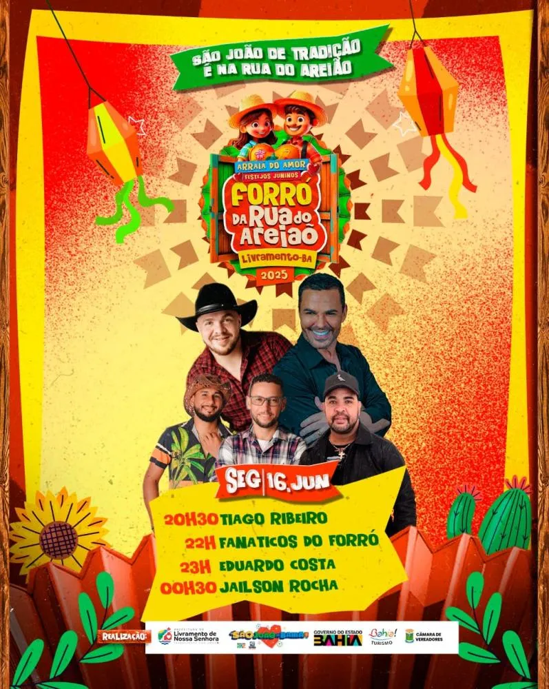 Terceiro dia do Forró da Rua do Areião tem show de Eduardo Costa nesta segunda-feira (16)