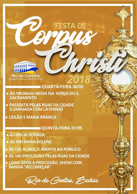 Prefeitura de Rio de Contas divulga programação da tradicional festa de Corpus Christi 2018