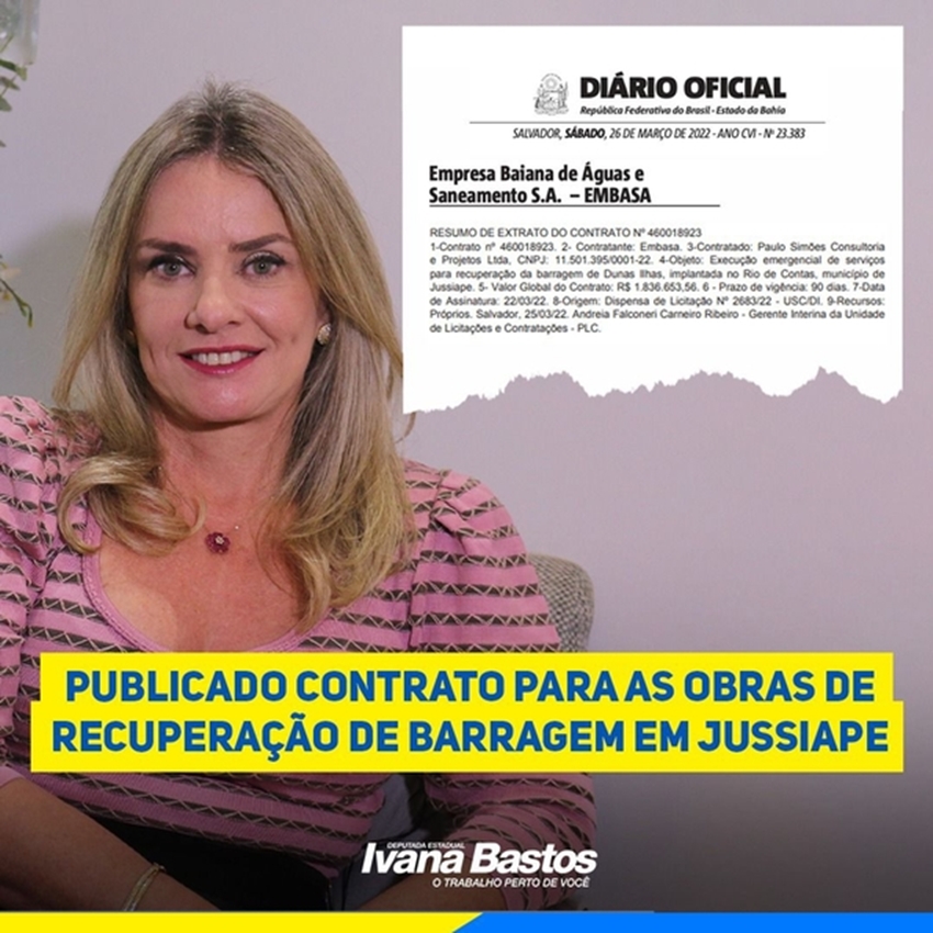Divulgado contrato para as obras de recuperação de barragem em Jussiape 