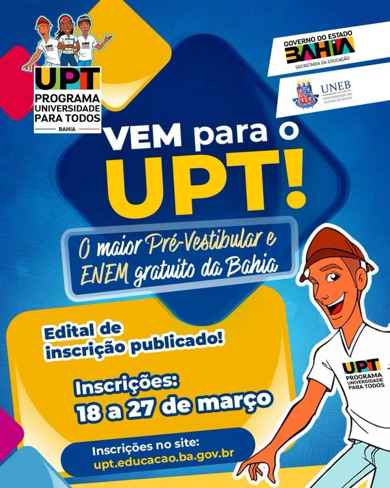 Inscrições abertas para o Universidade para Todos; Livramento tem 50 vagas