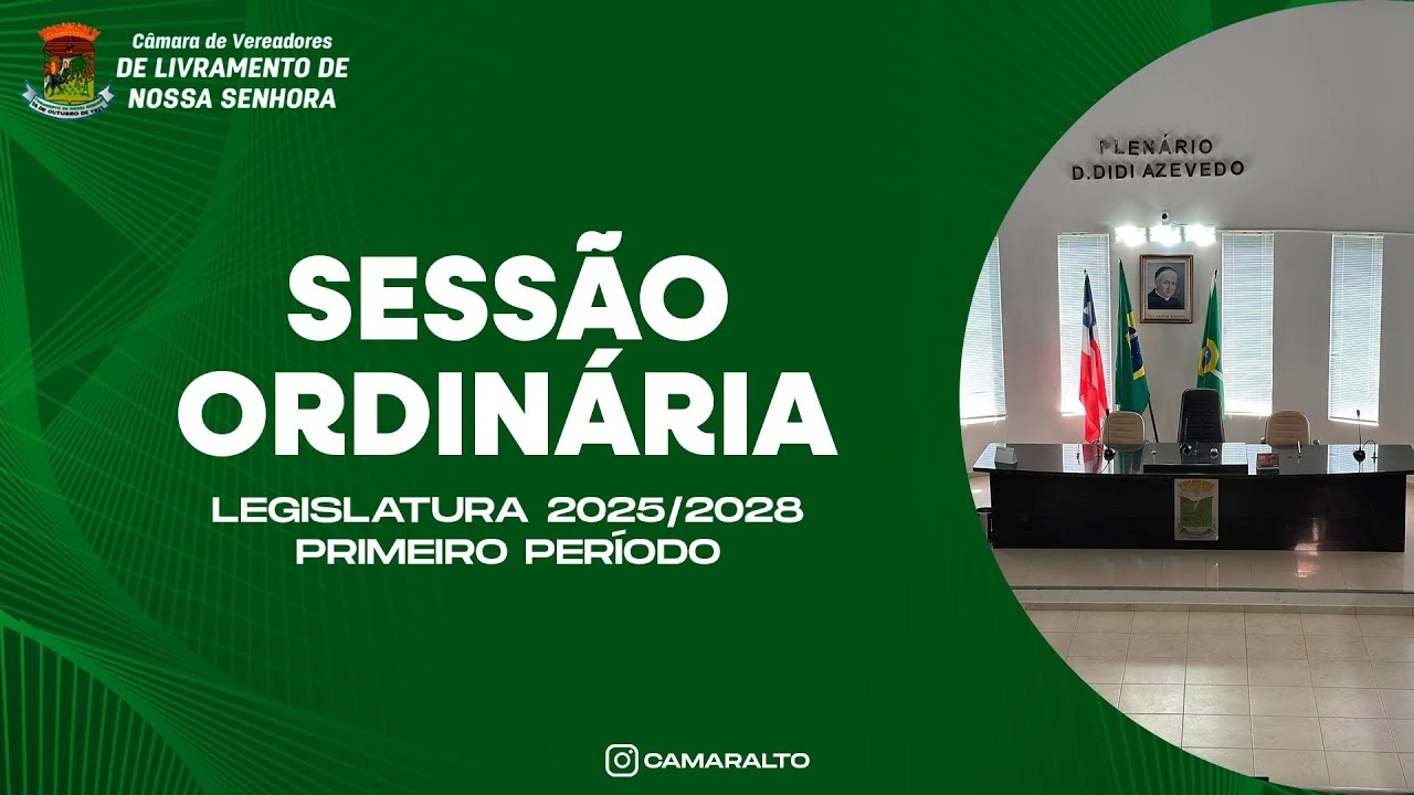 Acompanhe agora a Sessão Ordinária da Câmara de Vereadores de Livramento de Nossa Senhora - 05/12/2025