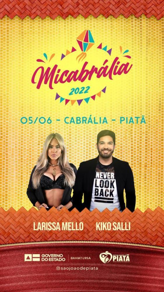Larissa Mello e Kiko Salli se apresentarão neste domingo no Micabrália