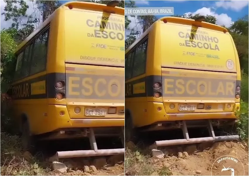 Falha mecânica em ônibus escolar provoca acidente em Rio de Contas, sem vítimas