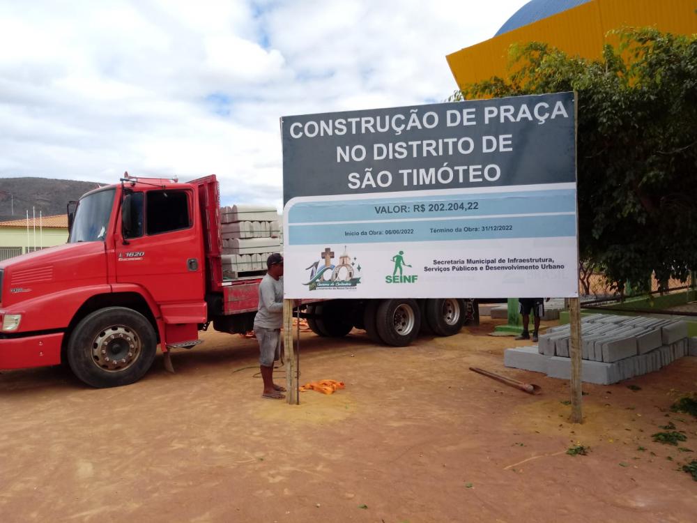 Distrito de São Timóteo em Livramento ganhará nova praça. Obras já foram iniciadas