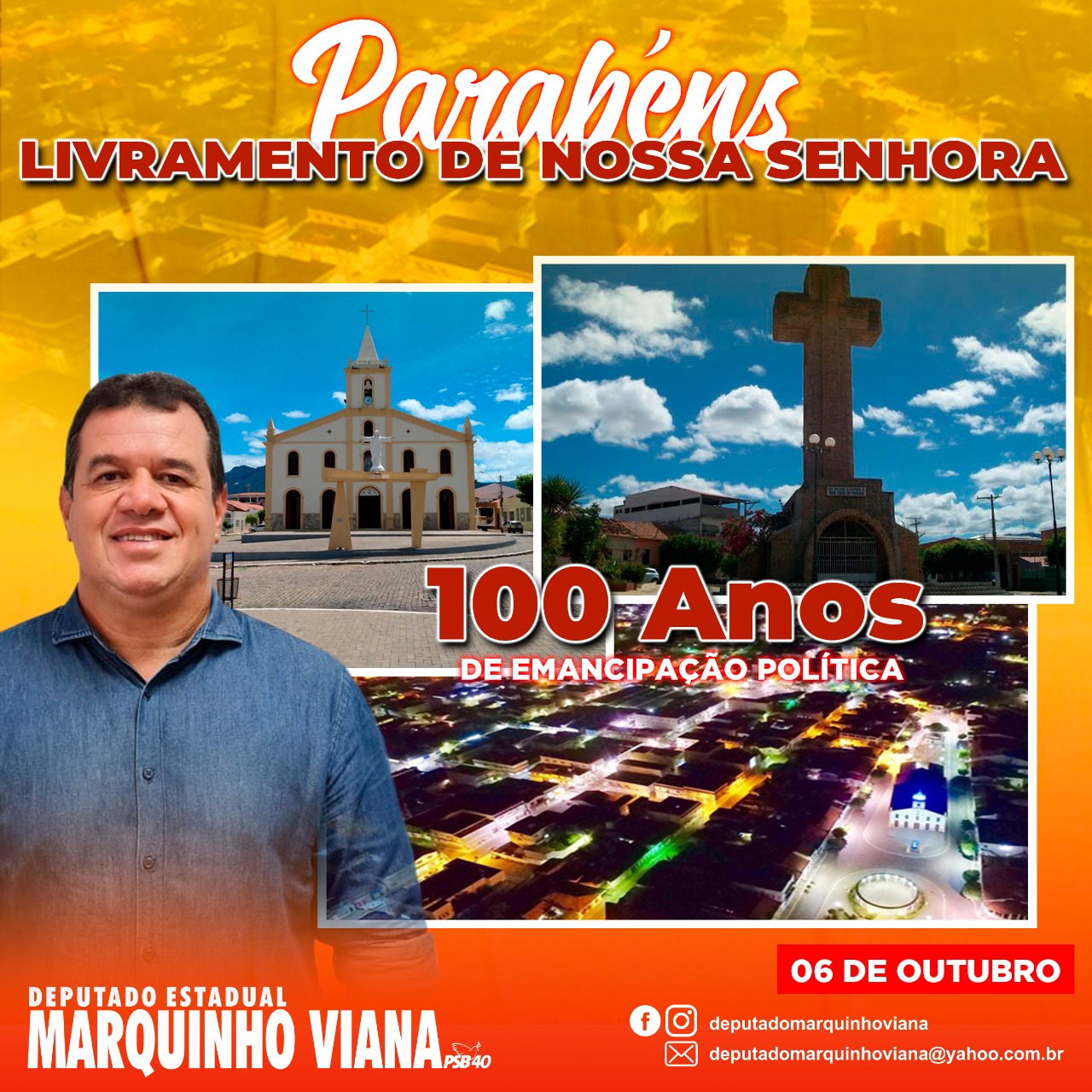 Deputado Marquinho Viana parabeniza Livramento pelos 100 anos de emancipação política