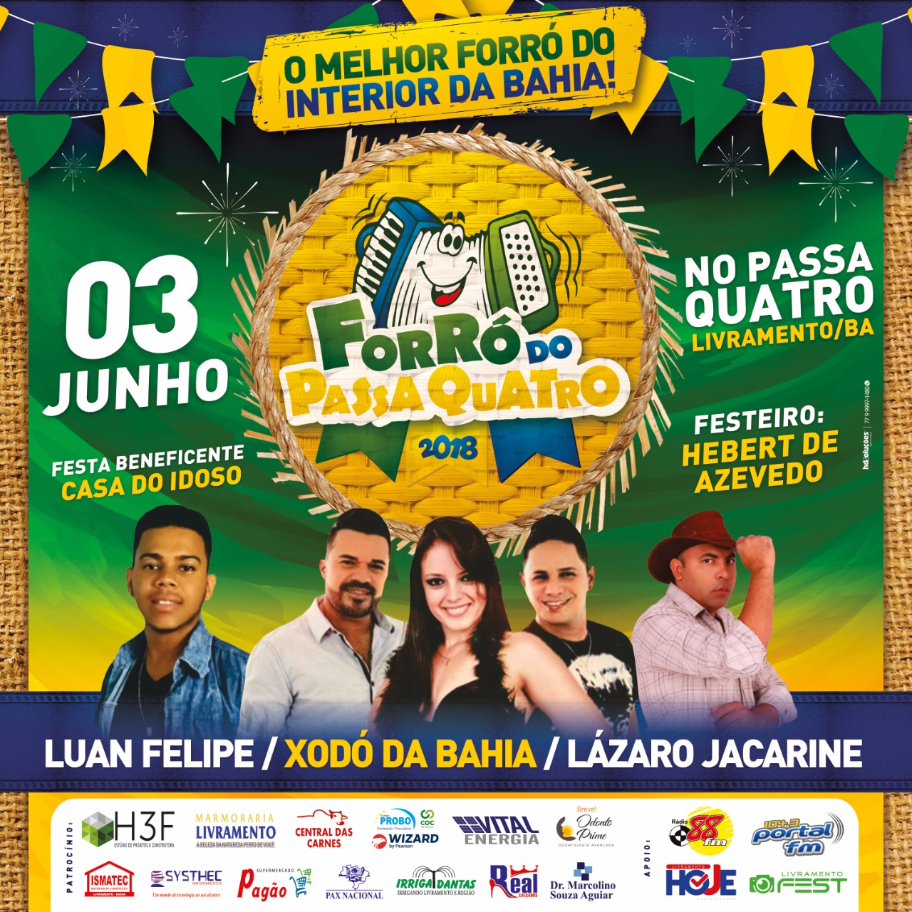 Livramento: Luan Felipe, Xodó da Bahia e Lázaro Jacarine irão animar o quarto Domingo de Sol do Passa Quatro