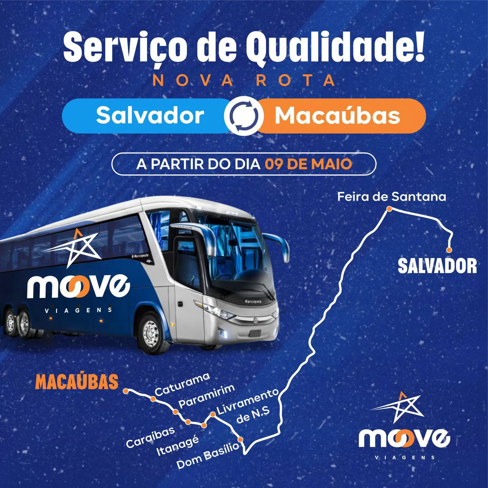 Novidades: Moove Viagens inaugura nova rota entre Macaúbas e Salvador 