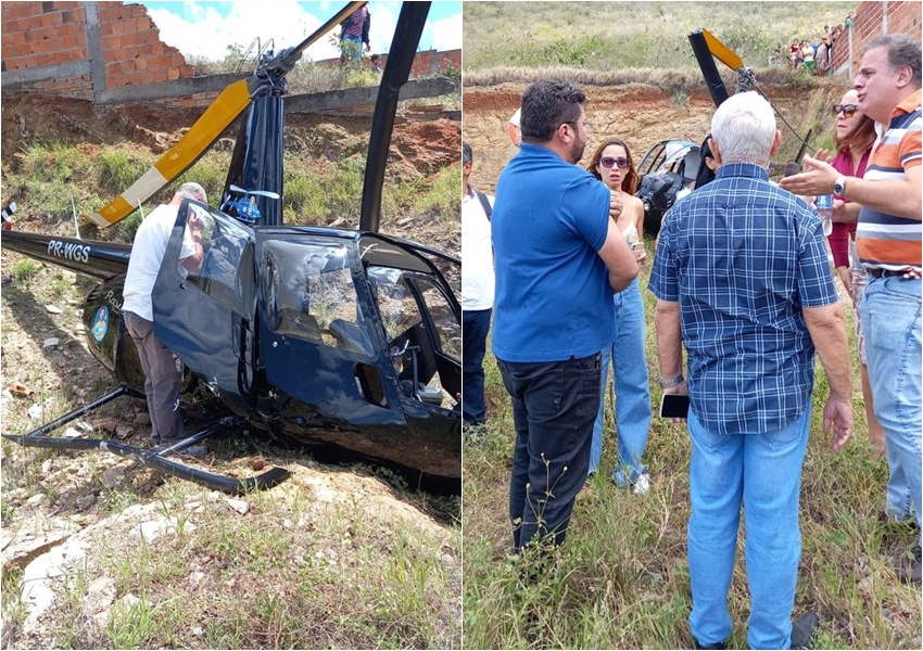 Helicóptero que transportava candidatos João Bacelar e Marcinho Oliveira cai na Bahia; veja o vídeo