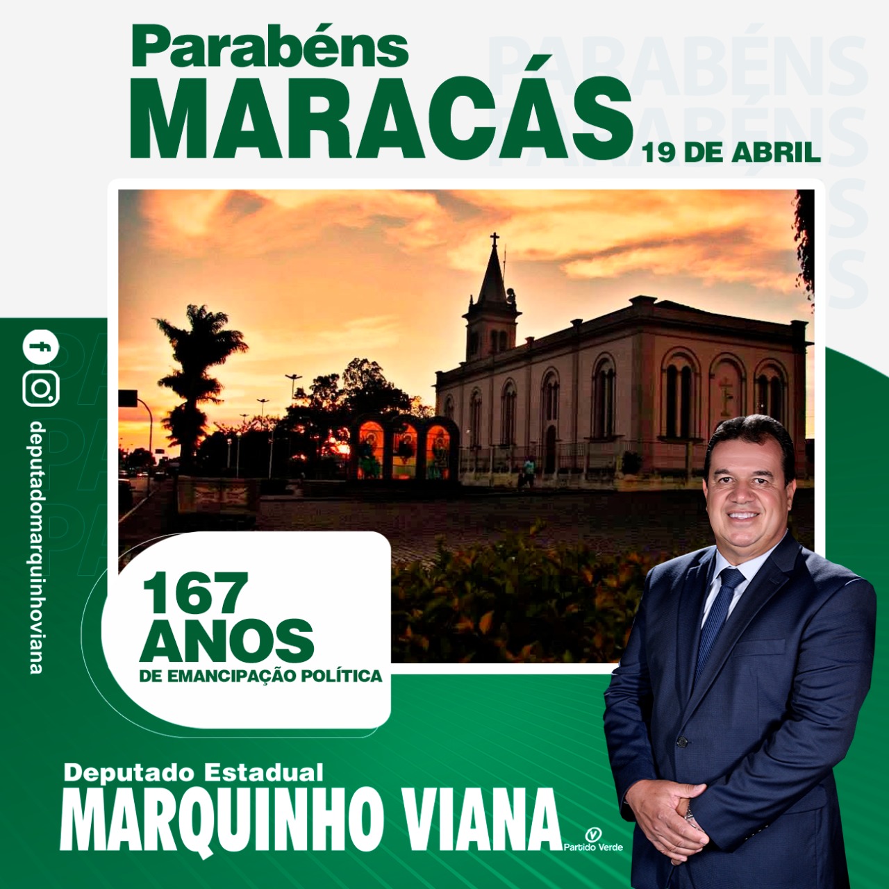 Deputado Marquinho Viana parabeniza Maracás pelos 167 anos de Emancipação Política