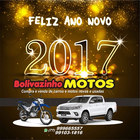 A loja Bolivazinho Motos deseja aos clientes e amigos um Feliz Ano Novo